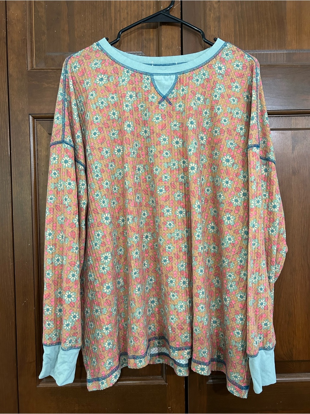 Natural Life Floral Waffle Knit Lightweight Sweater